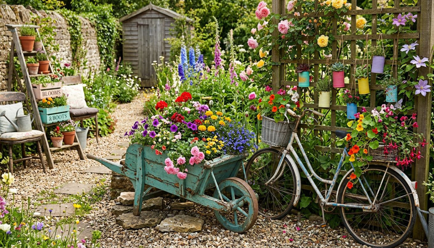 Einfache Upcycling-Ideen für die Gartendekoration
